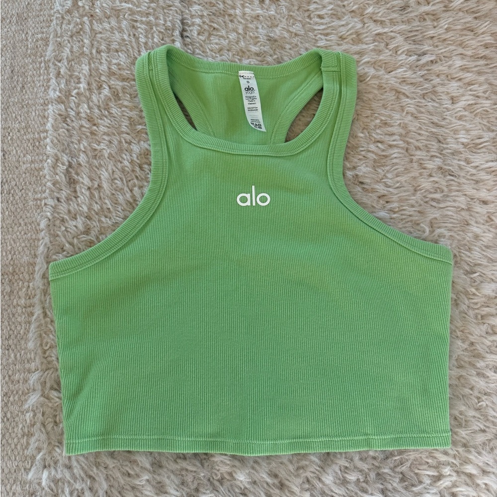 ALO Yoga Green Ribbed Tank Top